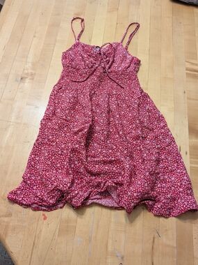 Dress Forum Pink-Red Floral Tie-Front Sundress